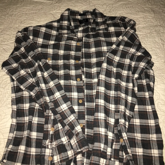 J. Crew Plaid Flannel Black/Brown/White Men's XL - Picture 4 of 4